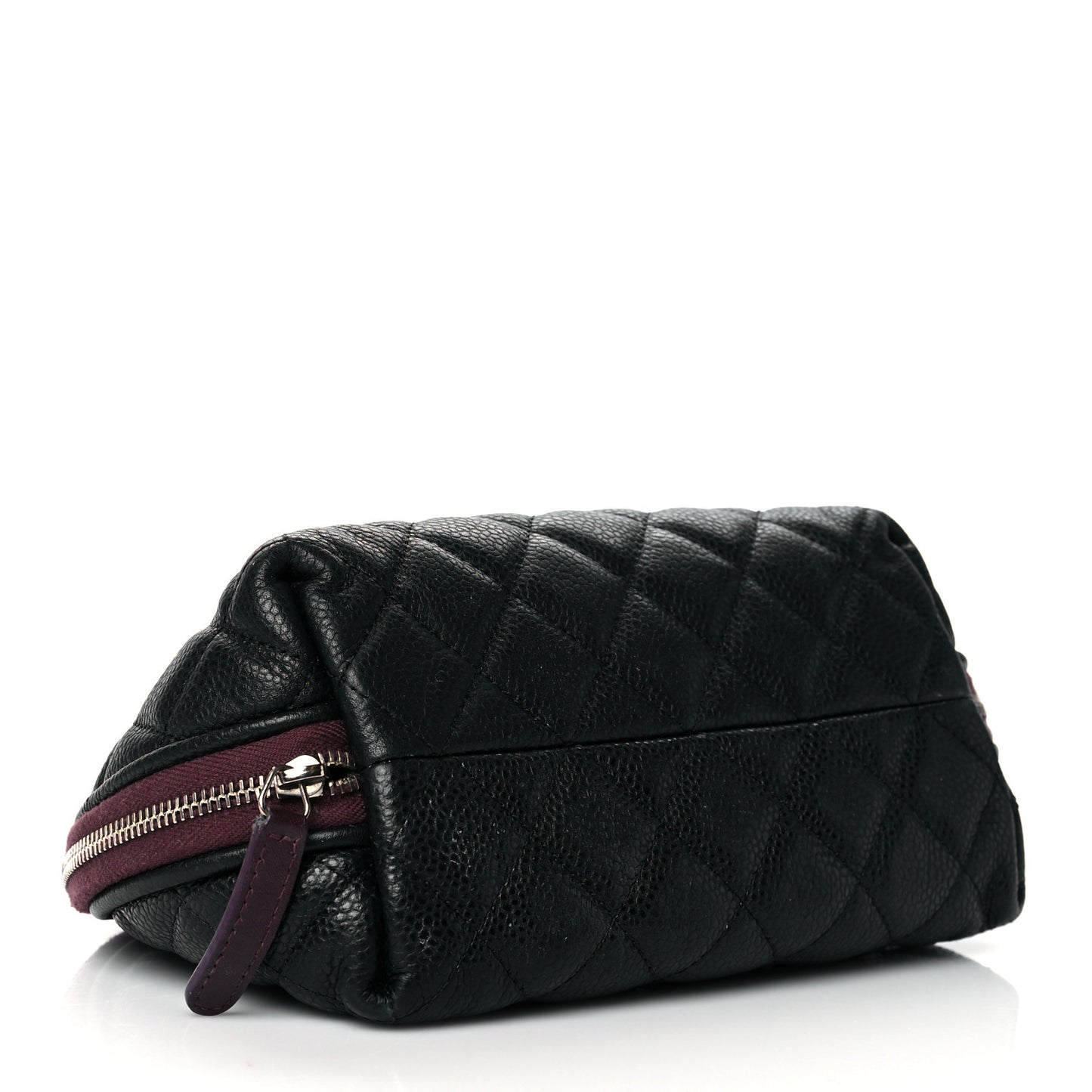 Caviar Quilted Small Curvy Cosmetic Case Black