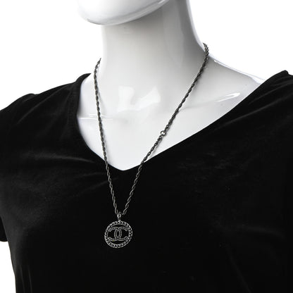 Chanel Ruthenium Pearl CC Round Pendant Necklace 2 of 7