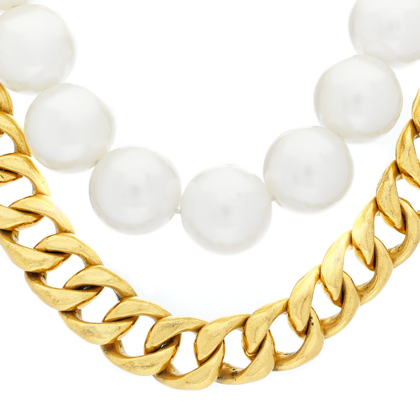 Pearl Chain Necklace Gold
