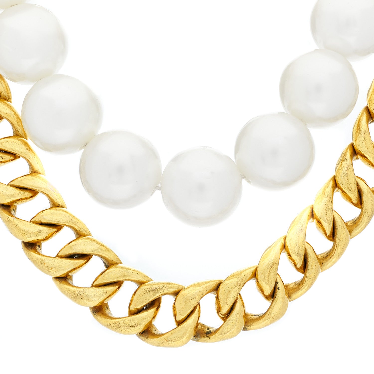 Chanel Pearl Chain Necklace Gold 1 of 5