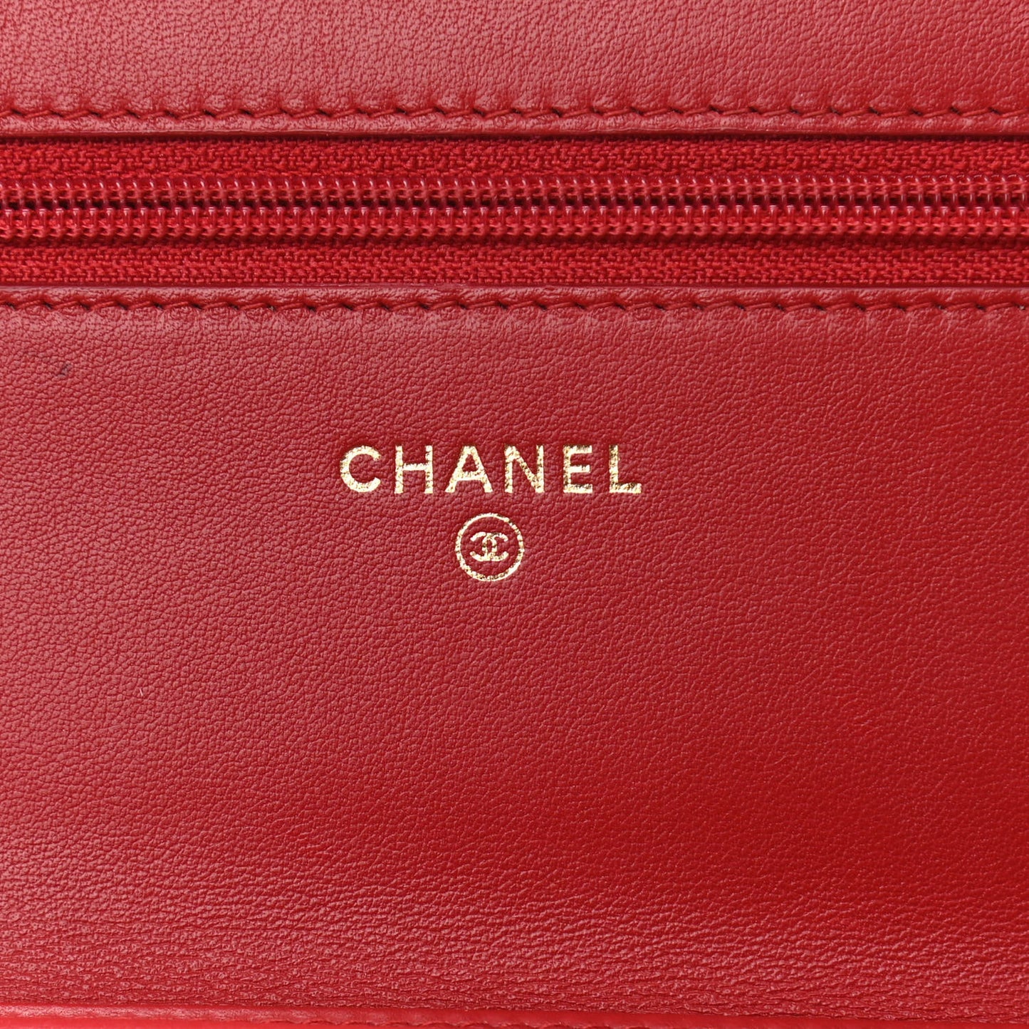 Calfskin Chevron Quilted Boy Wallet On Chain WOC Red