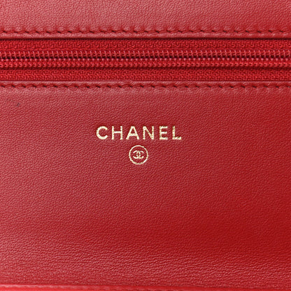 Chanel Calfskin Chevron Quilted Boy Wallet On Chain WOC Red 7 of 13