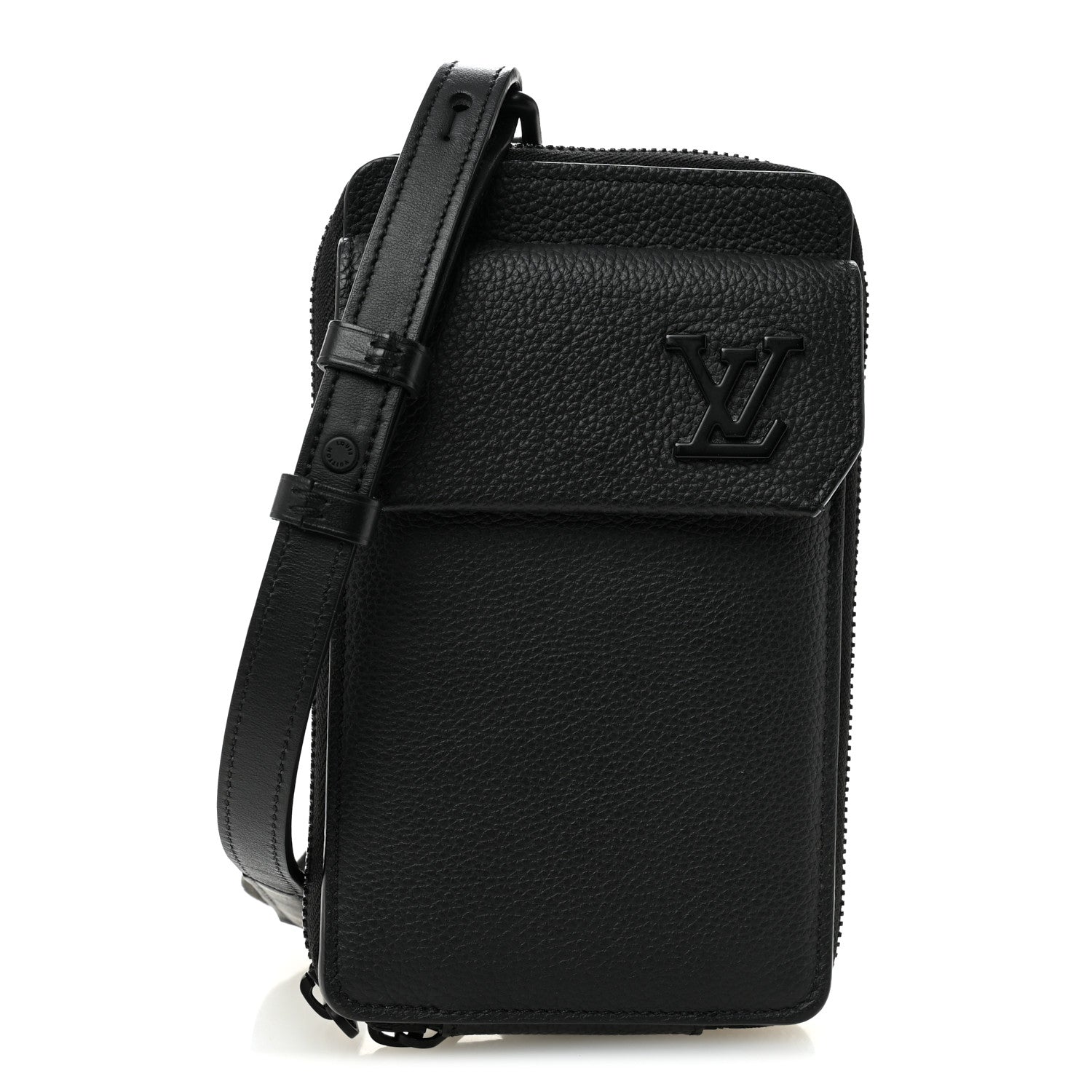 Louis Vuitton Grained Calfskin Aerogram Phone Pouch Black 1 of 9