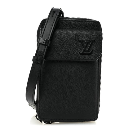 Louis Vuitton Grained Calfskin Aerogram Phone Pouch Black 1 of 9