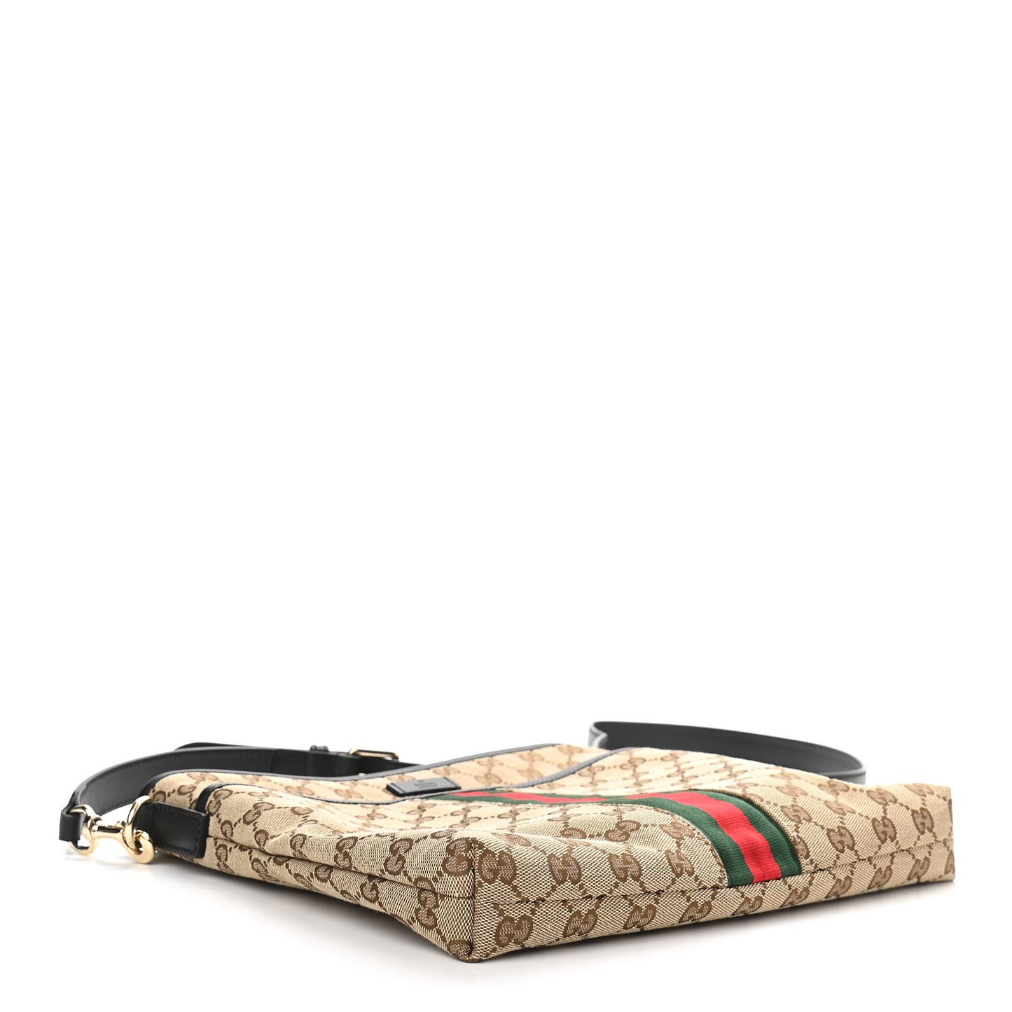 GG Monogram Web Flat Messenger Bag Black