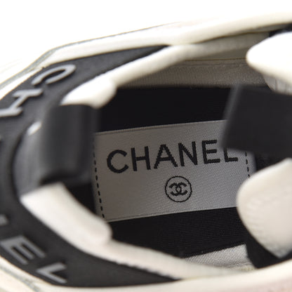 Chanel Velvet Calfskin Mixed Fibers CC Sneakers 35.5 Ivory Black 6 of 10