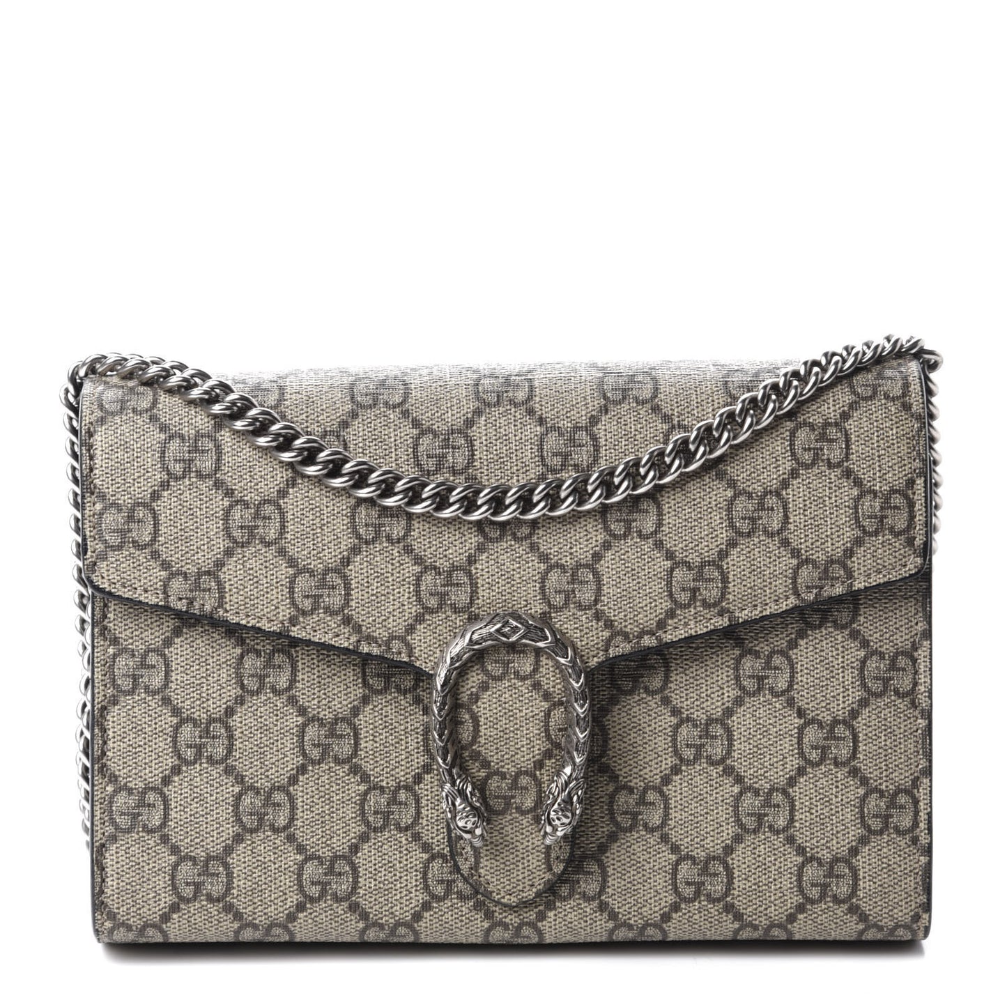 GG Supreme Monogram Mini Dionysus Chain Wallet Beige Black