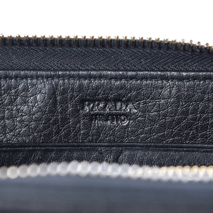 Prada Vitello Daino Zip Around Wallet Black 6 of 11