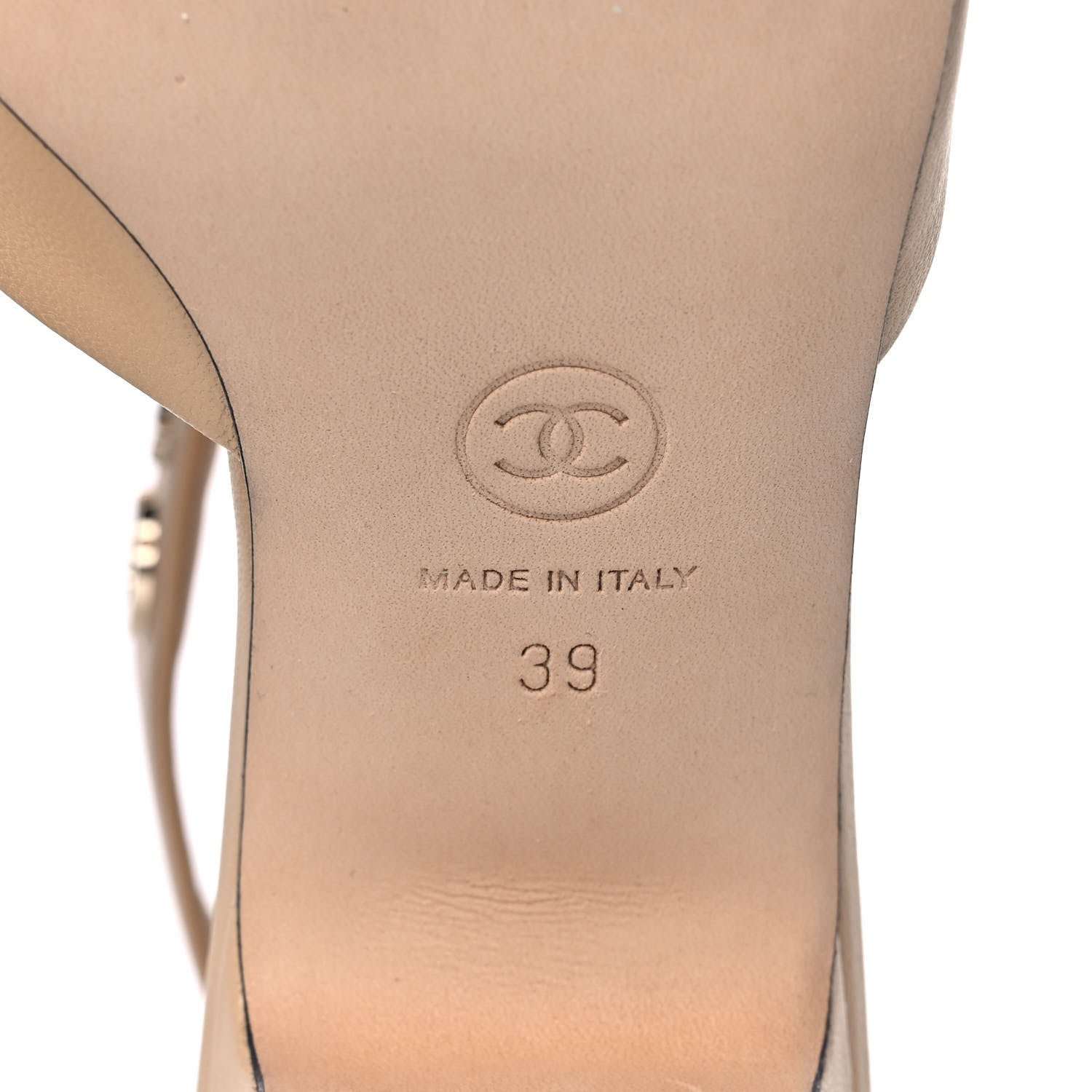 Chanel Lambskin Grosgrain Cap Toe Logo Ankle Strap Pumps 39 Beige Black 6 of 9