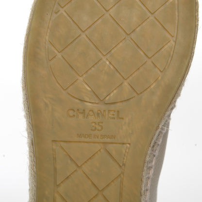 Chanel Grained Calfskin CC Espadrilles 35 Beige Black 8 of 8