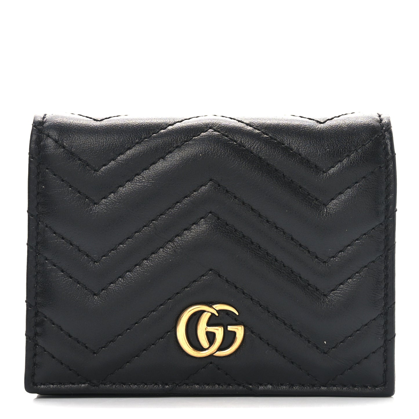 Calfskin Matelasse GG Marmont Card Case Wallet Black