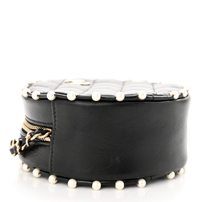 Chanel Calfskin Quilted Pearl Round Clutch With Chain Black 4 of 10