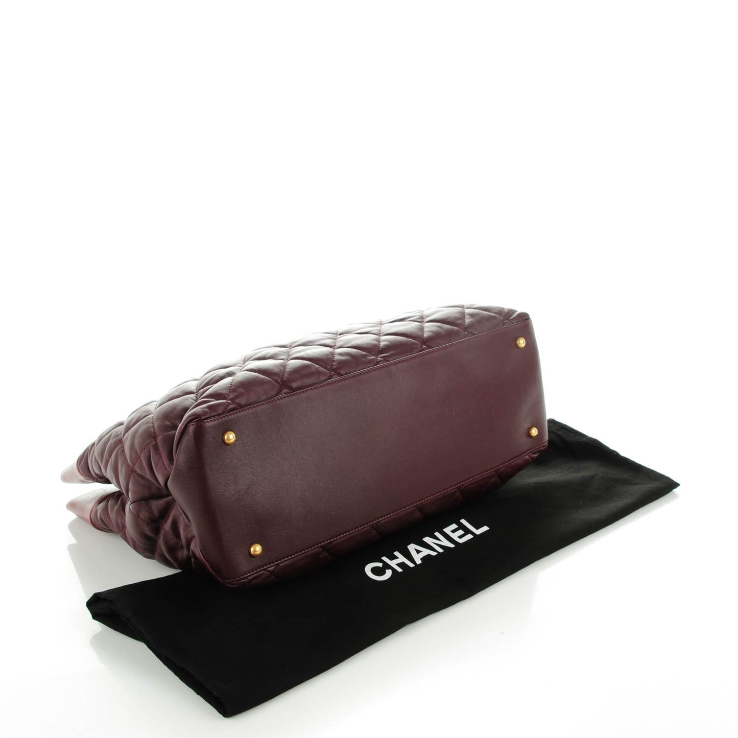 Calfskin Quilted Large Soft Elegance Tote Burgundy