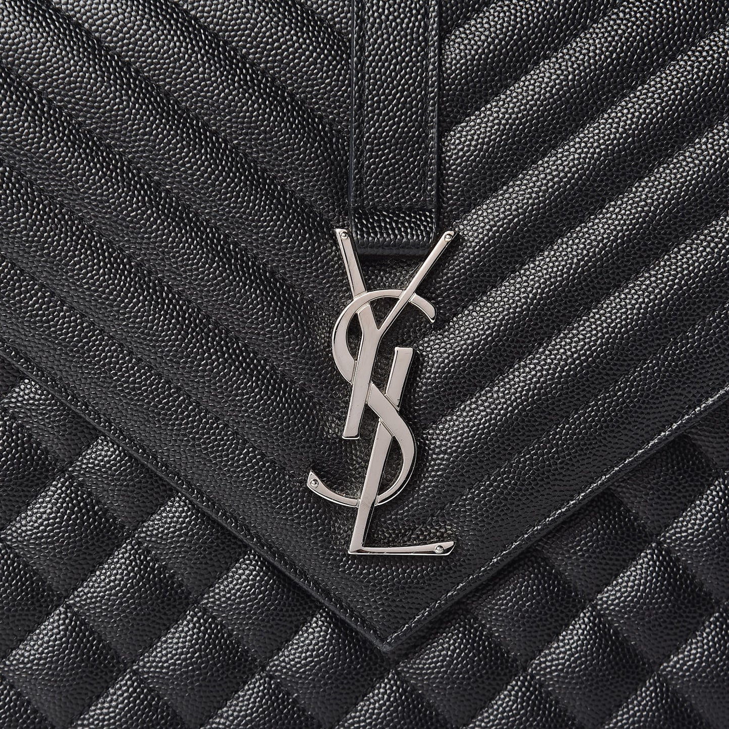 Grain De Poudre Textured Mixed Matelasse Large Triquilt Monogram Satchel Black
