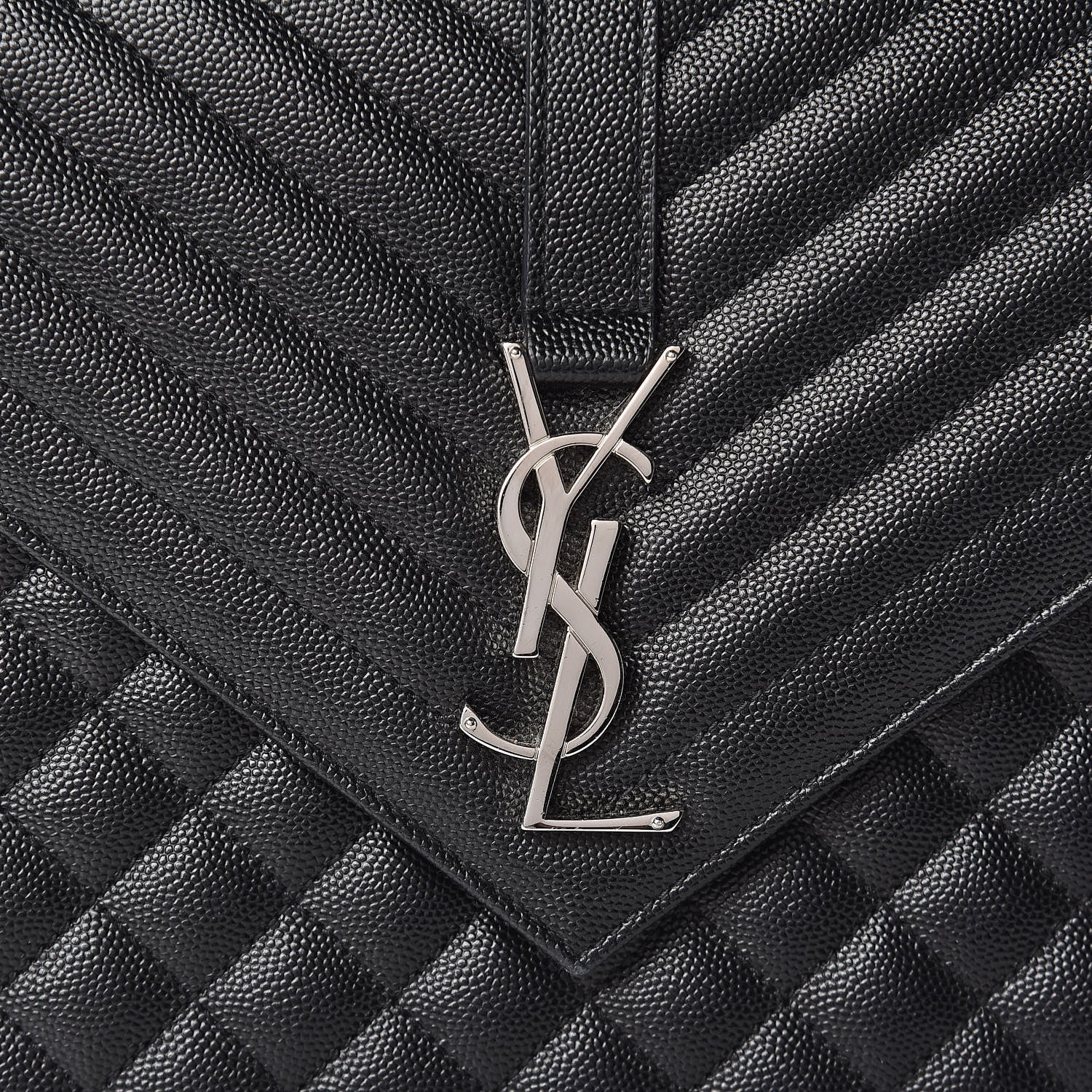Saint Laurent Grain De Poudre Textured Mixed Matelasse Large Triquilt Monogram Satchel Black 11 of 11