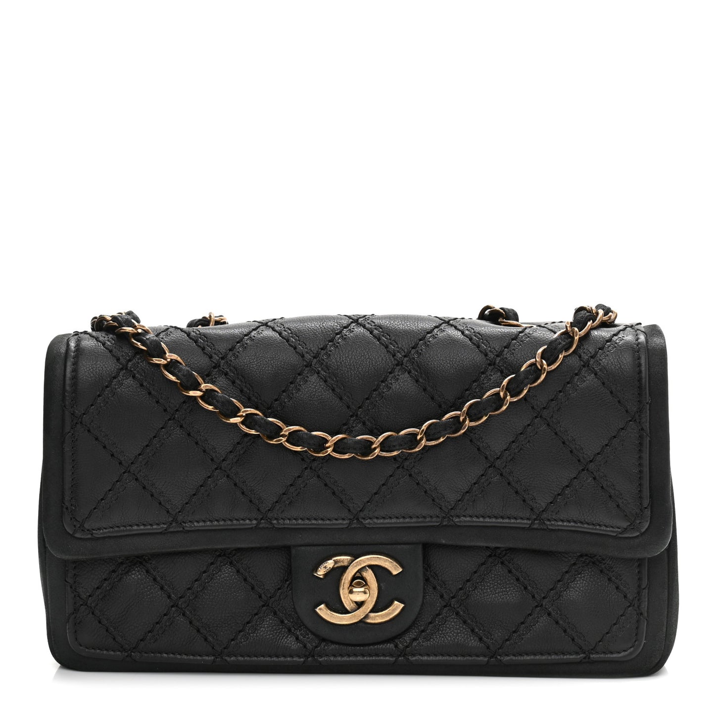 Calfskin Quilted Flap Black