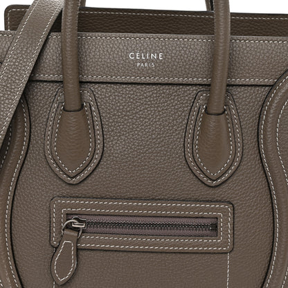 Celine Drummed Calfskin Nano Luggage Souris 7 of 10