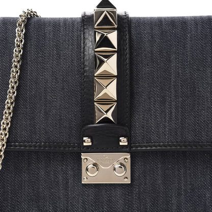 Valentino Garavani Denim Medium Glam Lock Rockstud Flap Deep Denim 10 of 10