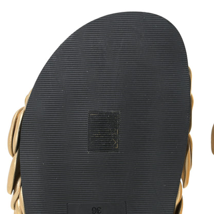 Valentino Garavani Metallic Kidskin Atelier 03 Rose Edition Double Buckle Slide Sandals 36 Antique Brass 7 of 10