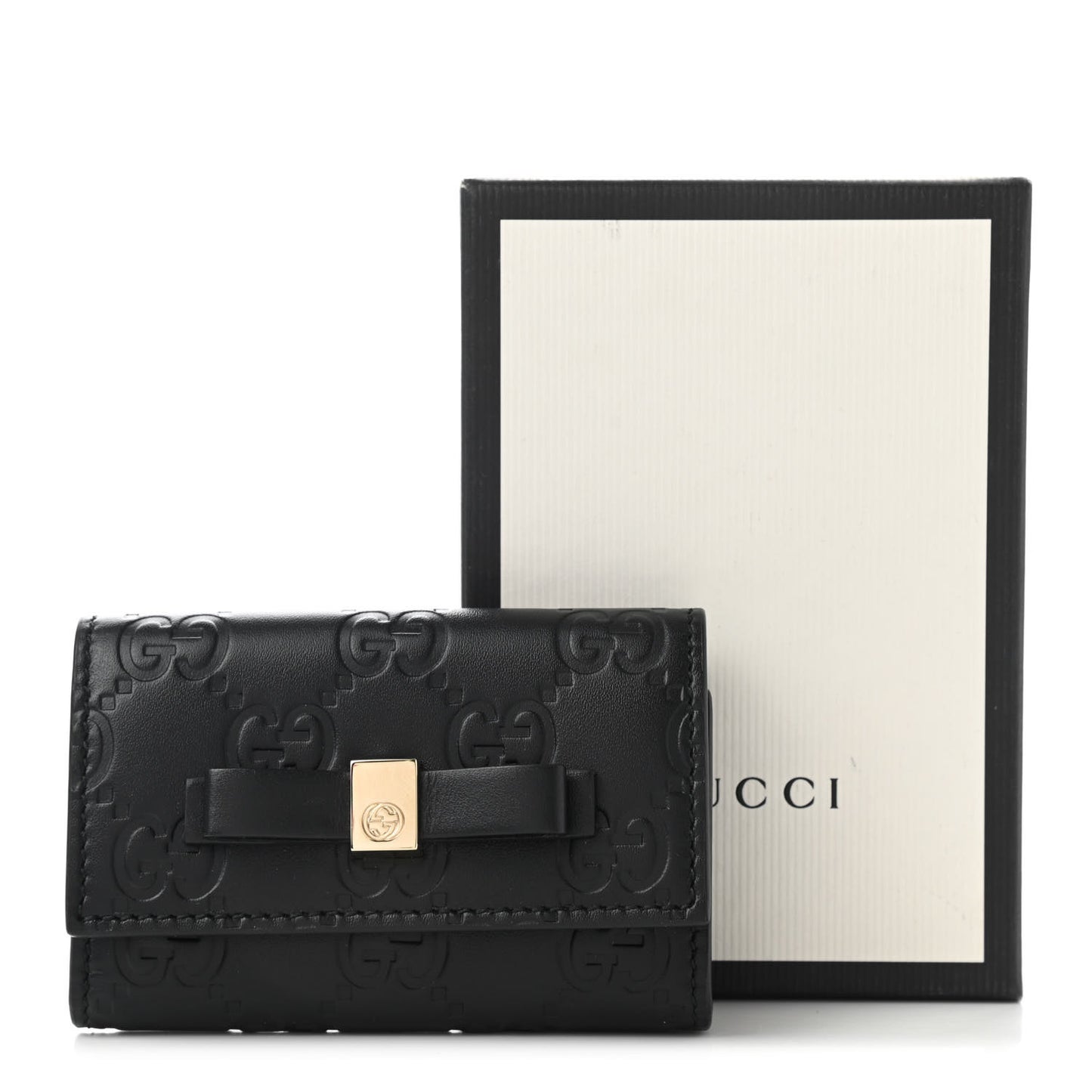 Guccissima Bow 6 Key Holder Case Black