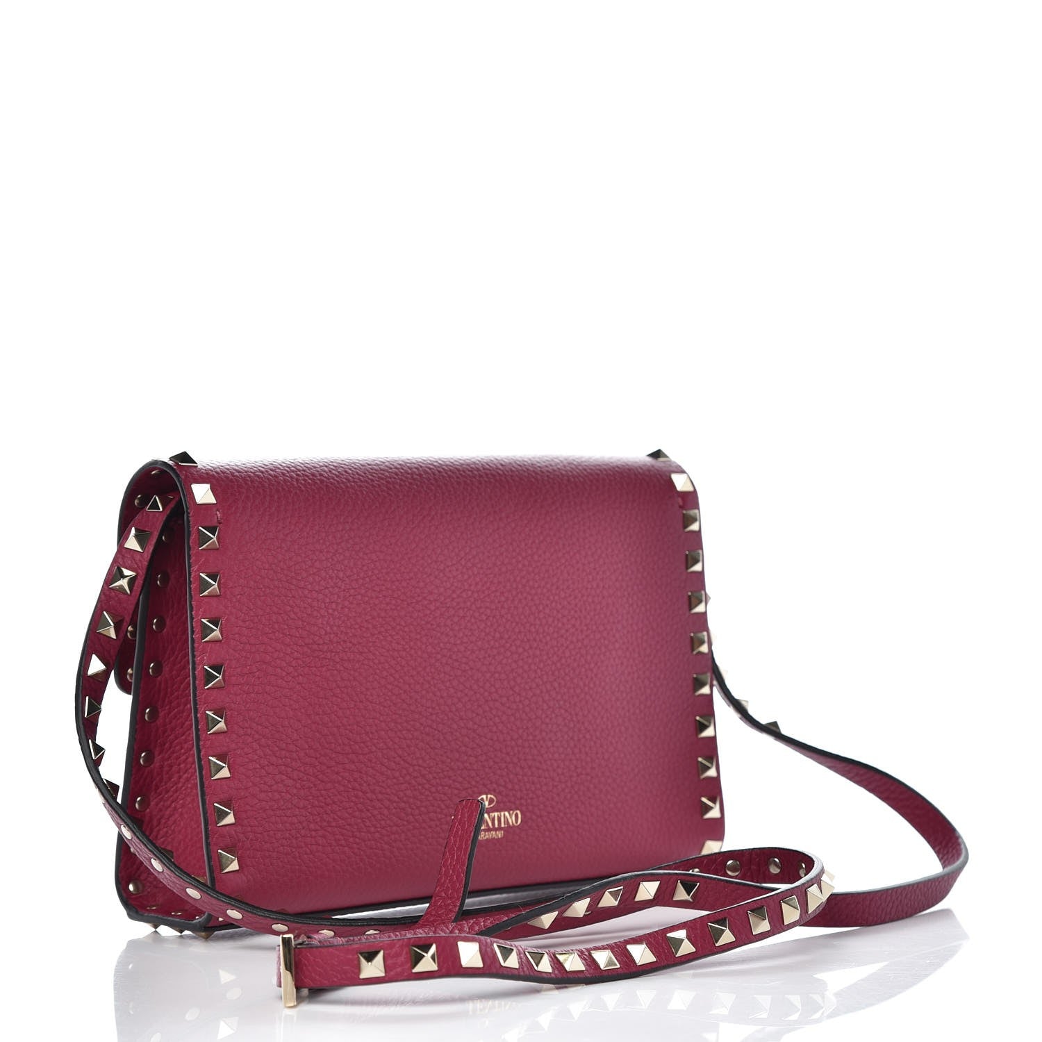 Valentino Garavani Pebbled Calfskin Medium Rockstud Flip Lock Crossbody Bag Camelia 4 of 7