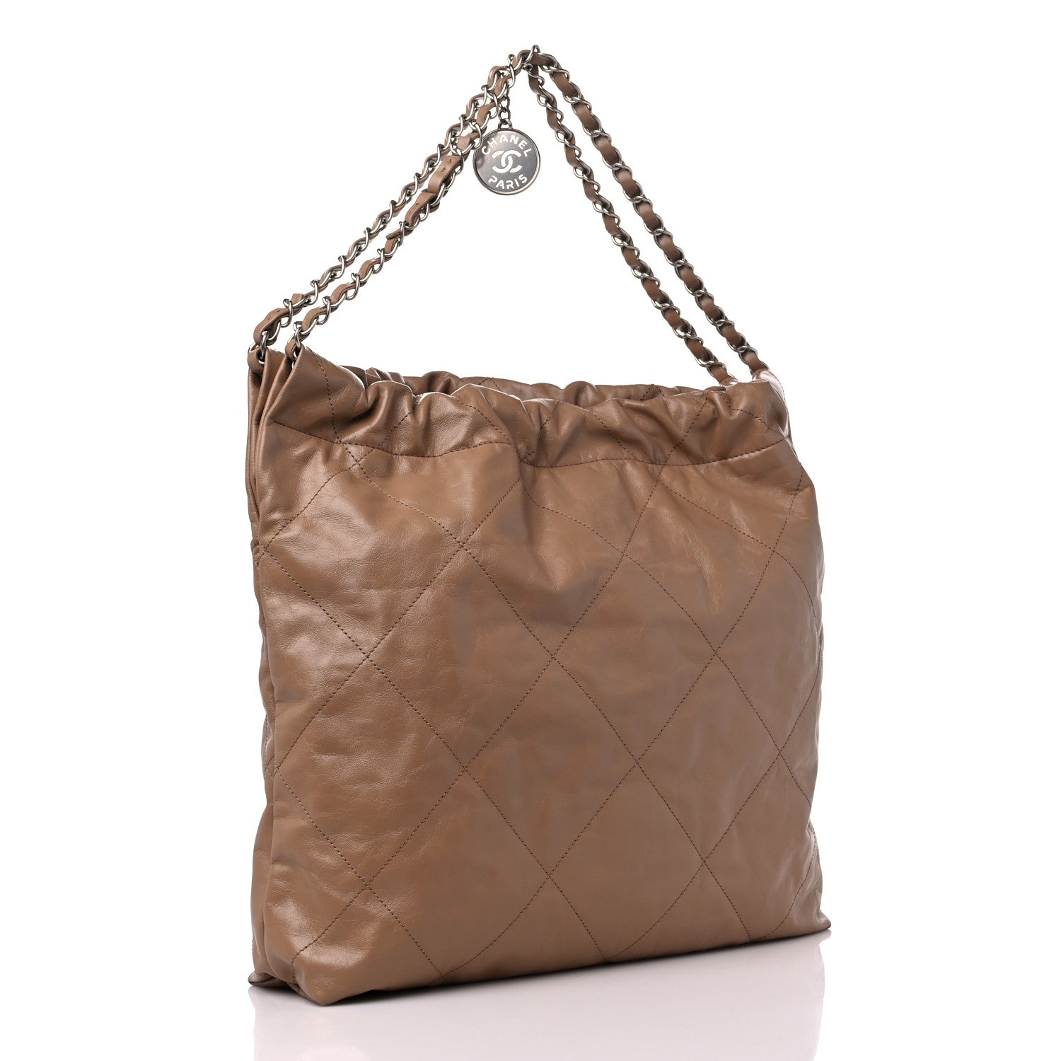 Chanel Shiny Calfskin Quilted Chanel 22 Dark Beige 4 of 10