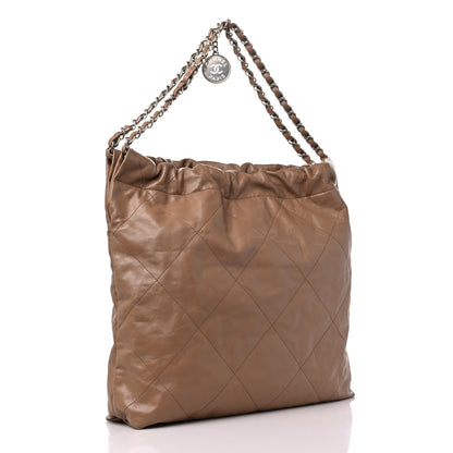 Chanel Shiny Calfskin Quilted Chanel 22 Dark Beige 4 of 10
