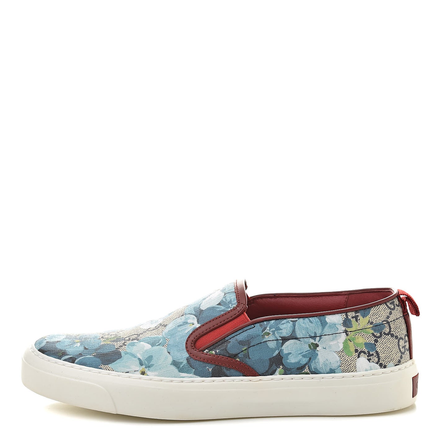 GG Supreme Monogram Blooms Womens Slip On Sneakers 38 Beige Blue Navy Red