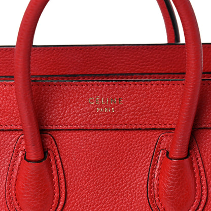 Celine Drummed Calfskin Nano Luggage Red 18 of 27