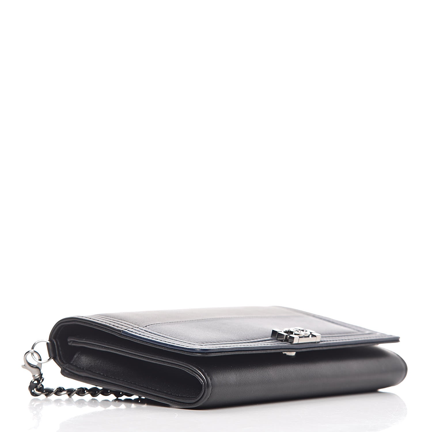 Chanel Lambskin Boy Wallet On Removable Chain WOC Black Navy 5 of 11