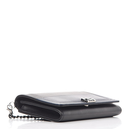 Chanel Lambskin Boy Wallet On Removable Chain WOC Black Navy 5 of 11