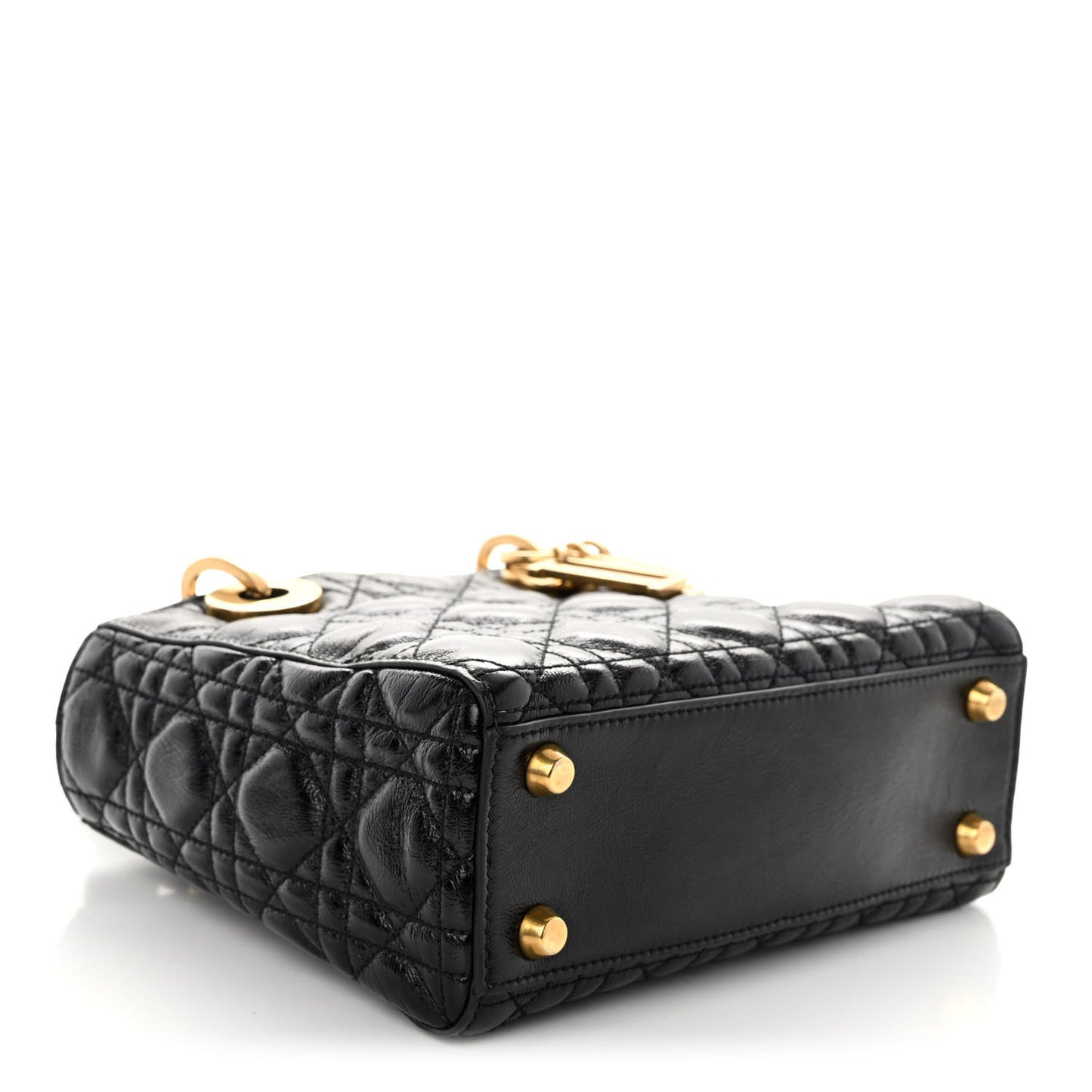 Crinkled Patent Cannage Small Lucky Badges My Lady Dior Black