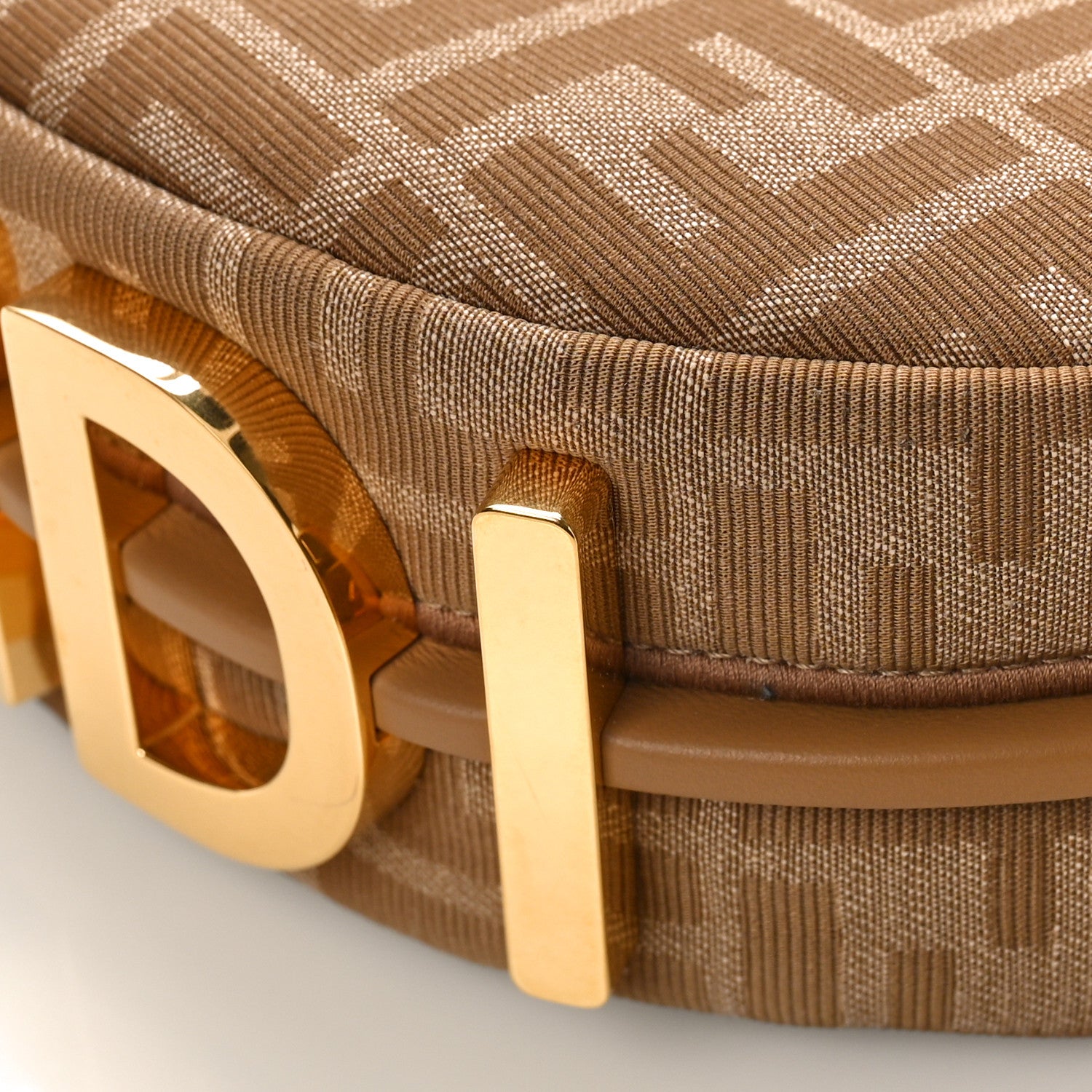 Fendi Fabric Jacquard Vitello Grace FF 1974 Mini Fendigraphy Hobo Bag Beige 10 of 10