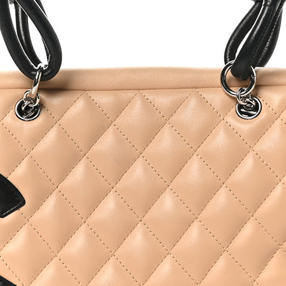 Chanel Calfskin Quilted Large Cambon Bowler Beige Black 8 of 10