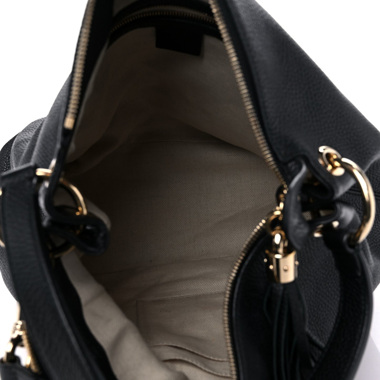 Pebbled Calfskin Large Soho Hobo Black