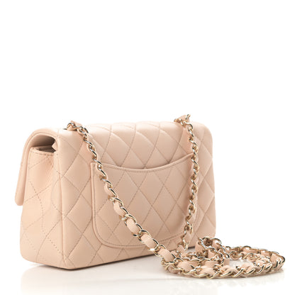 Chanel Lambskin Quilted Mini Rectangular Flap Beige 3 of 11