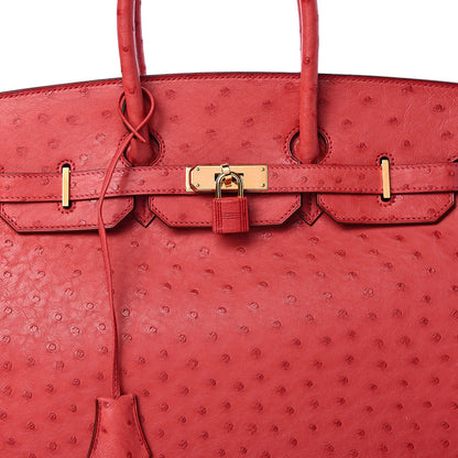 Hermes Ostrich Birkin 35 Rouge Vif 33 of 37