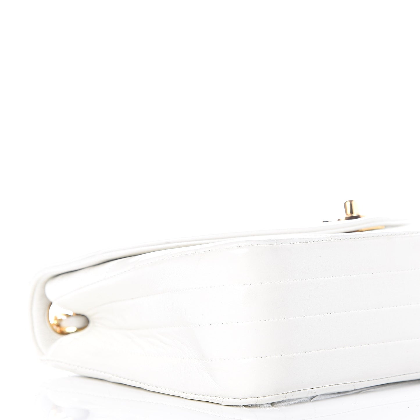 Lambskin Stitched Small Single Flap White