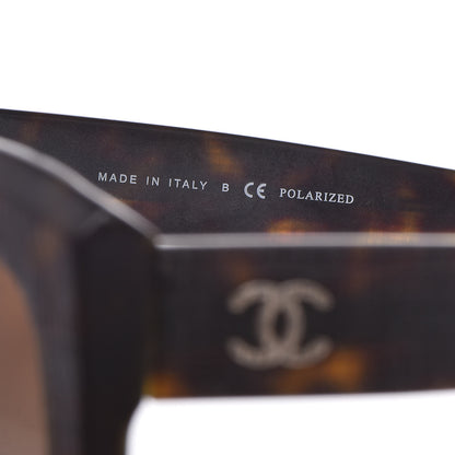Chanel Tweed Effect CC Polarized Butterfly Signature Sunglasses 5332 Havana 4 of 6