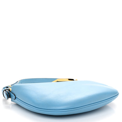 Fendi Vitello Grace Suede Small Croissant Hobo Cyber Blue 4 of 11