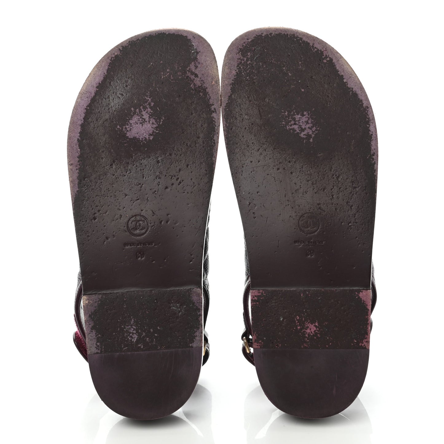 Grained Calfskin Velcro Dad Sandals 39 Maroon
