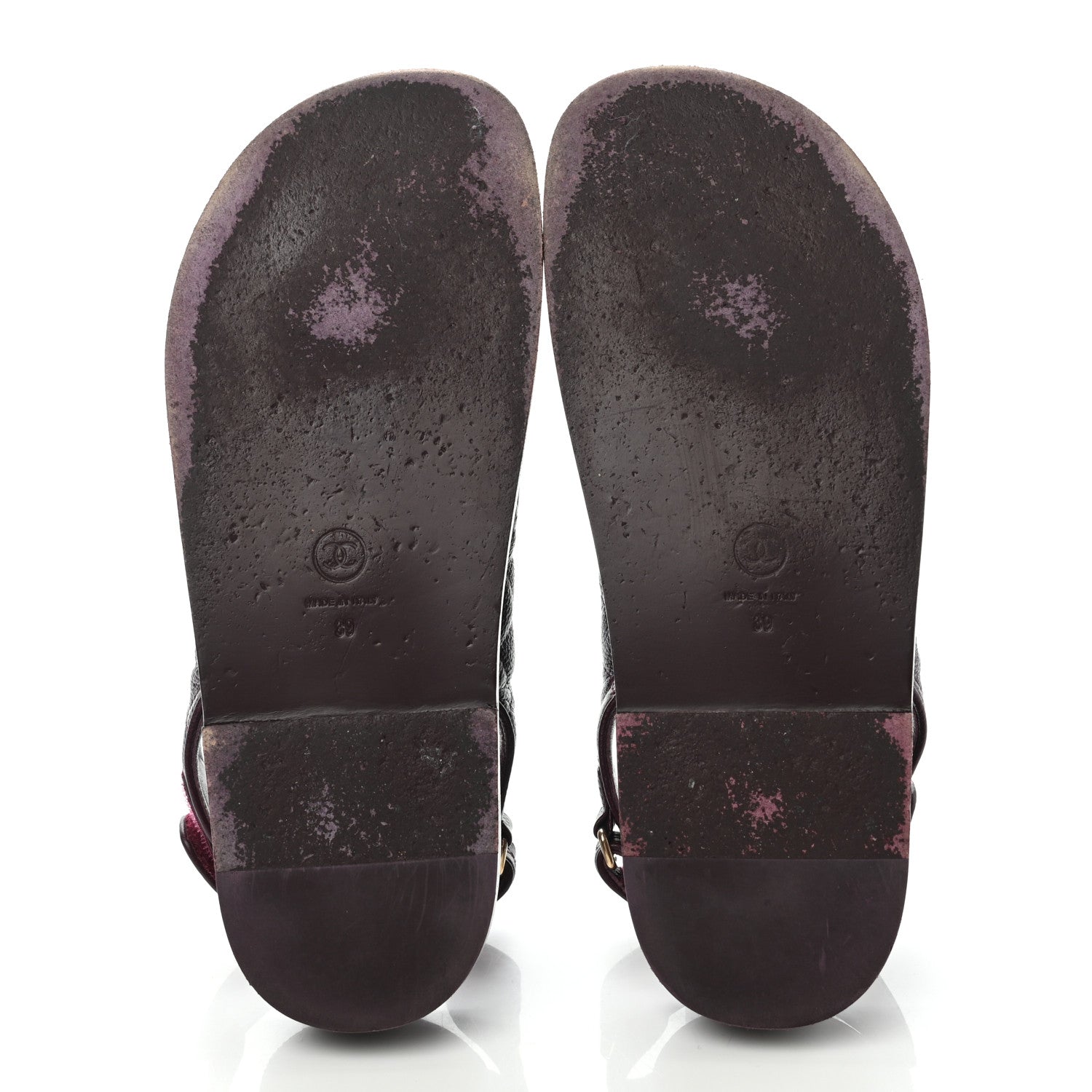 Chanel Grained Calfskin Velcro Dad Sandals 39 Maroon 5 of 13