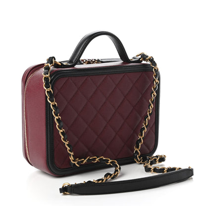 Chanel Caviar Quilted Medium CC Filigree Vanity Case Burgundy Black 3 of 10