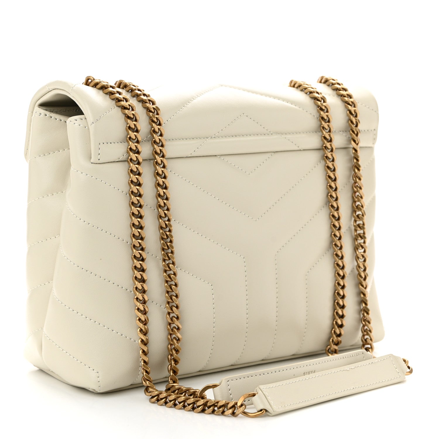 Saint Laurent Calfskin Y Quilted Monogram Small Loulou Chain Satchel Crema Soft 4 of 19