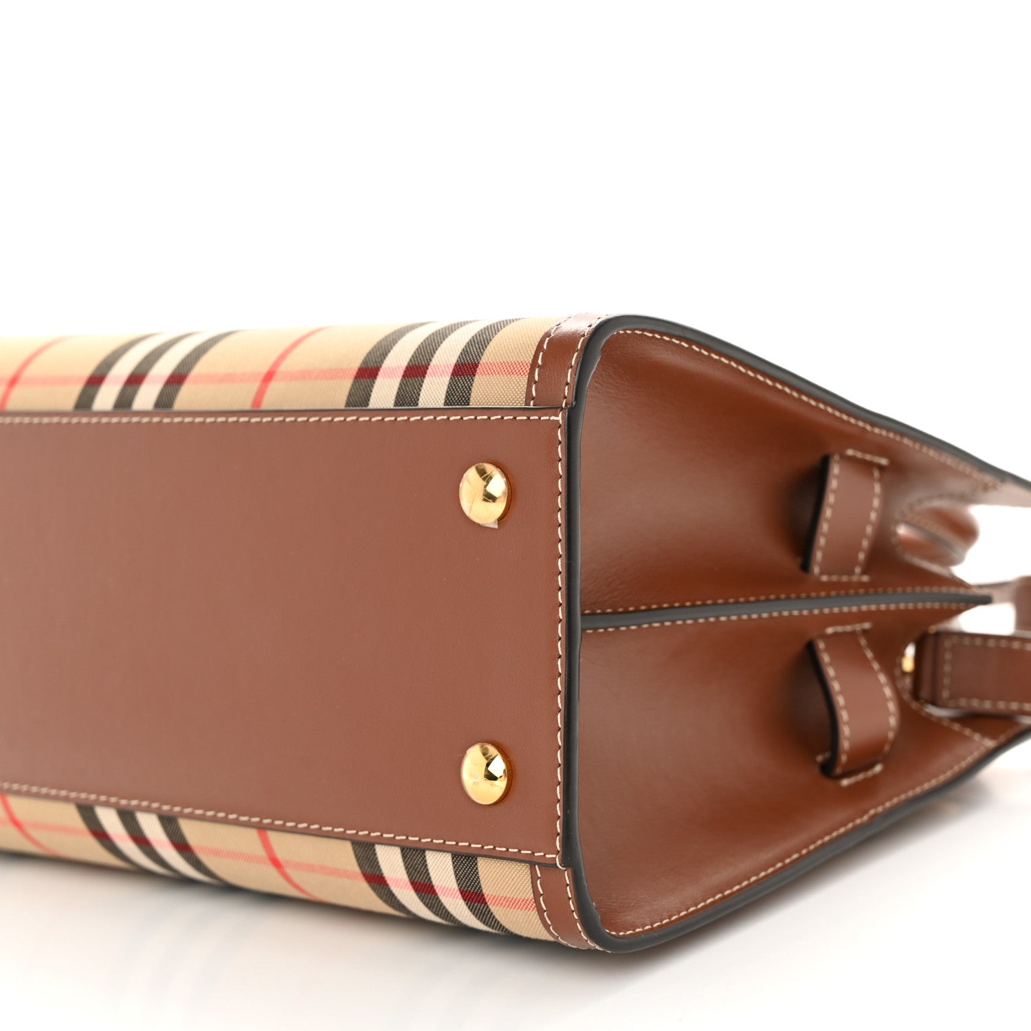 Burberry Calfskin Vintage Check Mini Two Handle Title Bag Archive Beige 10 of 10