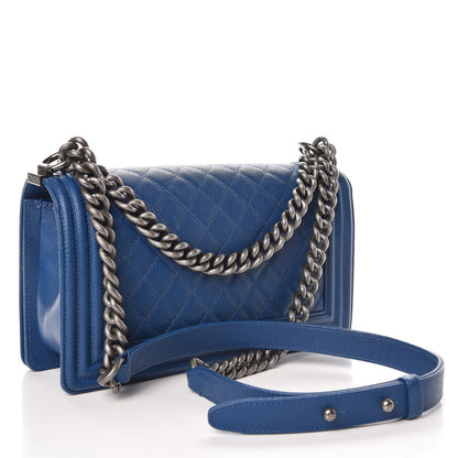 Chanel Caviar Quilted Medium Boy Flap Blue 3 of 13