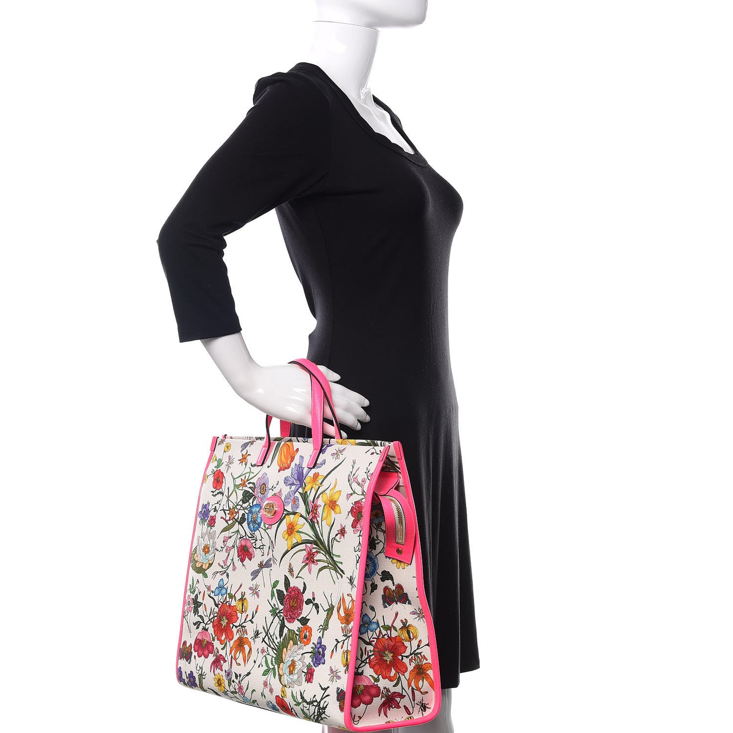 Canvas Large Flora Tote Pink Multicolor Fuchsia