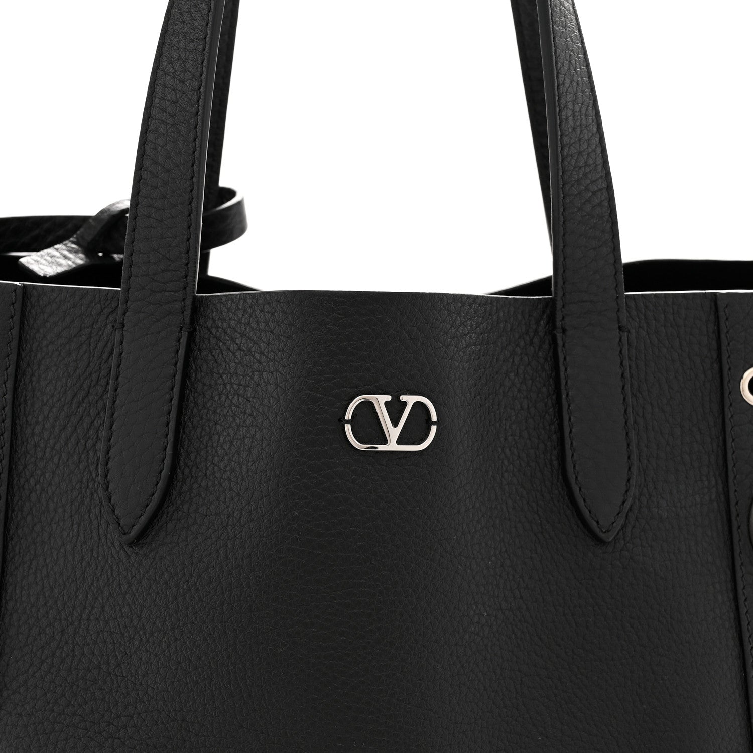 Valentino Garavani Grainy Calfskin Studded Small Nellcote Shopping Tote Black 8 of 11