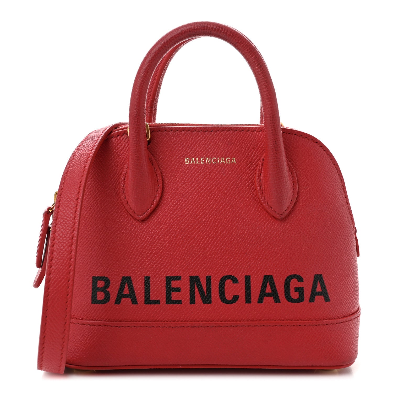 Balenciaga Signature Grained Calfskin Logo XXS Ville Top Handle Bag Rouge Lantern Black 1 of 12
