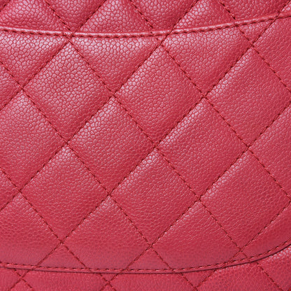 Chanel Washed Caviar Quilted Jumbo Single Flap Fuchsia 11 of 19